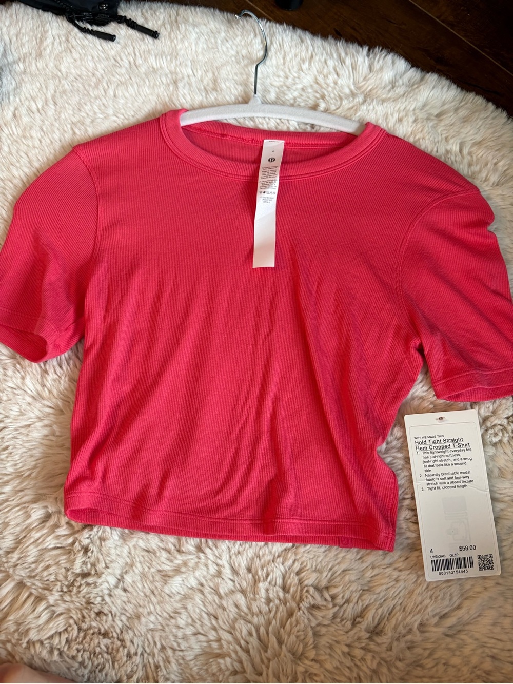 lululemon athletica Coral Ribbed Crop Tee